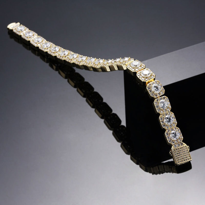 Hop Jewelry 9mm Hip Bracelet Square Ice Zircon Bracelet Unique Birthday Gift Design Luxury Bling Brass Jewelry For Men And Women