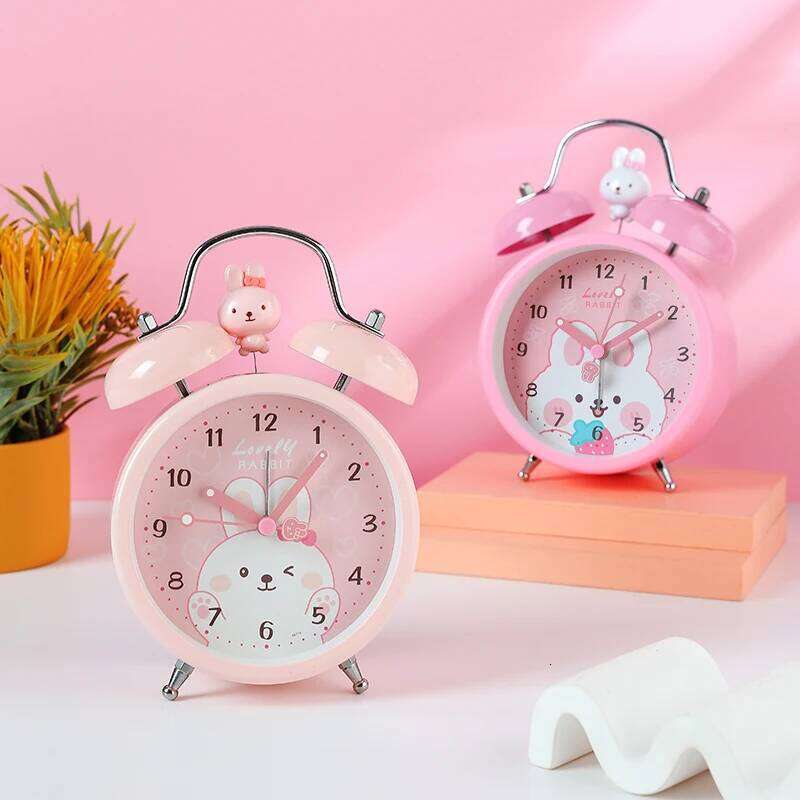 775 4inch Small Size Plastic Alarm Old-fashion Cute Cargoon Bedside Clock High Quality Simple Design Retro Analogue Clocks W260130