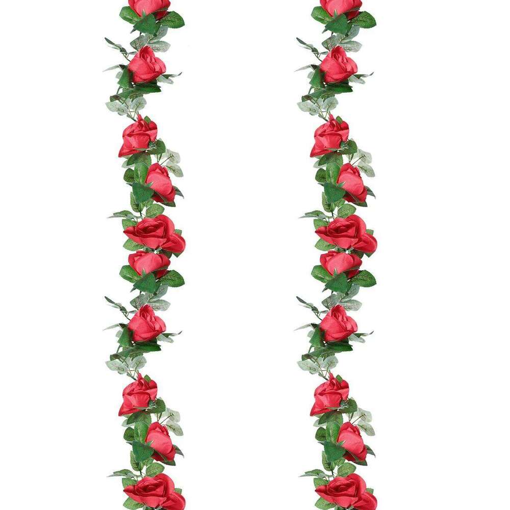 2pcs Simulation Rose Vine Artificial Rattan Decorative Hanging Plants For Home Garden Wedding Party Fence Wall Door Ac Pipe Y260130