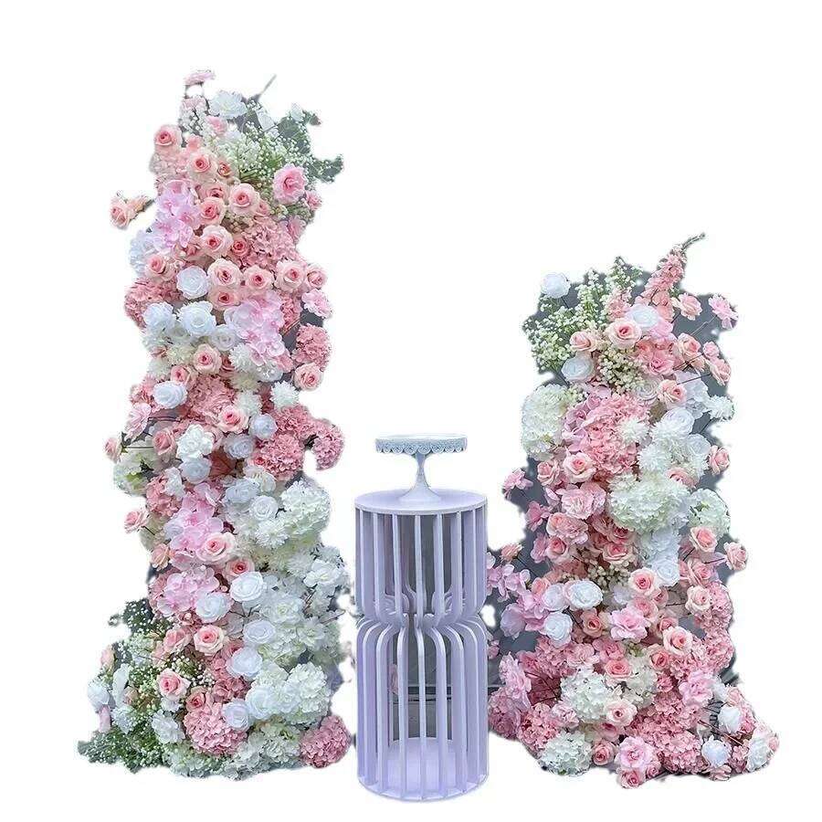 Luxury Rose Babysbreath White Hydrangea 5D Flower Row Wedding Backdrop Arch KT Board Decor Table Runner Sofa Floral Arrangement Y260130