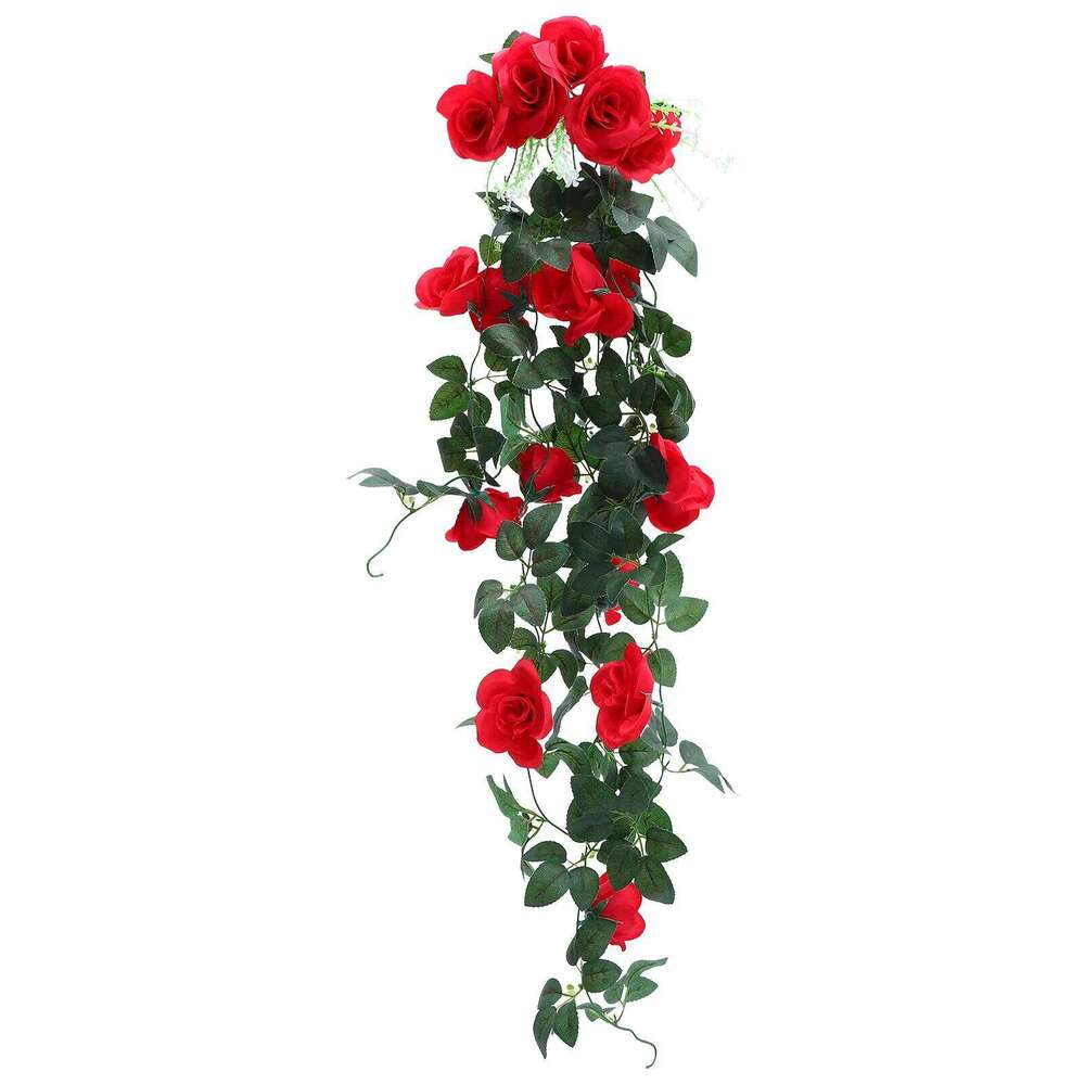 Simulated Rattan Garland High Quality Plastic Craft Lifelike Fake Rose Flower Vine for Wedding Party Decor Background W260130