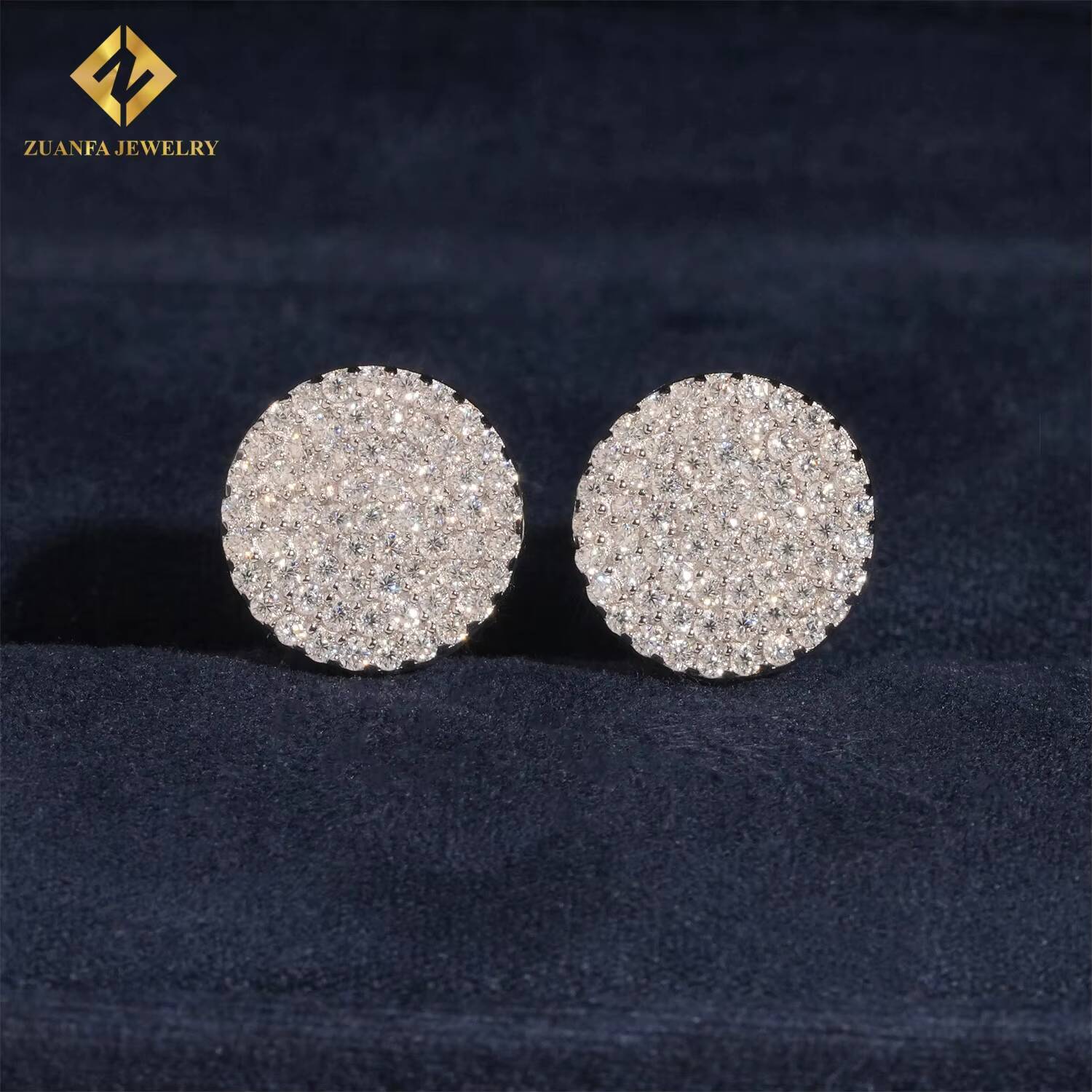 Fully Iced Out Stud Earring Cluster Moissanite Diamond Hip Hop Fashion Stud Earring 925 Sterling Silver Jewelry VVS Moissanite
