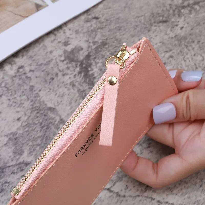 Men's Women's PU Zipper Cash ID Credit Pure Color Mini Business Case Name Card Holder Holiday Gift Tarjetero Z260130