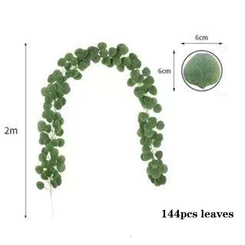 2pcs 2M Artificial Greenery Garland Eucalyptus Leaves Vines Plants for Wedding Arch Wall Garden Decoration Y260130
