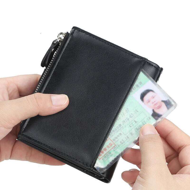 New Wallets Fashion Short Desigh Zipper Card Holder Men Leather Solid Coin Pocket High Quality Male Purse Z260130