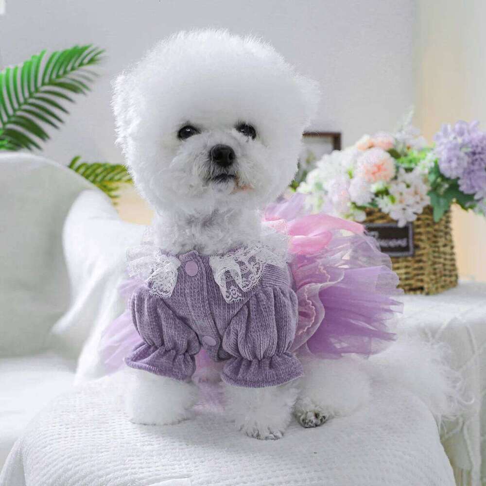 Pet Clothes Dog Cat Cute Romantic Purple Pepe Princess Wedding Dress H260129