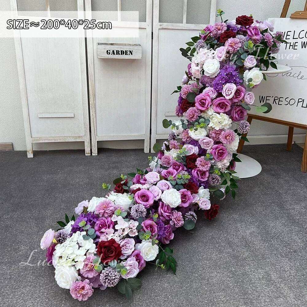 2m Luxury Artificial Flowers Runners Wedding Background Table Centerpiece Row Wall Arch Flower Arrangement Decoration Y260130