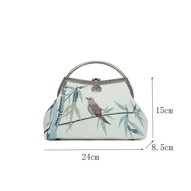 Fashion Women Luxury Party Evening Prom Bird Embroidery Chinese Style Qipao Banquet Hanfu Handbag White Clips Purse KABAHEBINGJUE