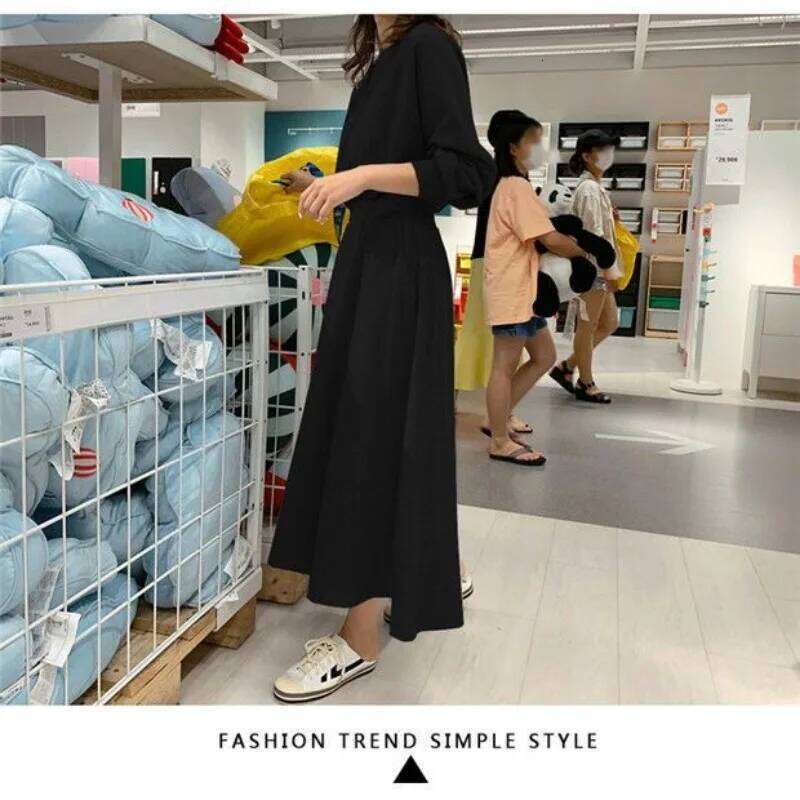 Spring and Autumn New Korean Style Long-sleeved Waist-cinched Sweatshirt Dress XJ260130