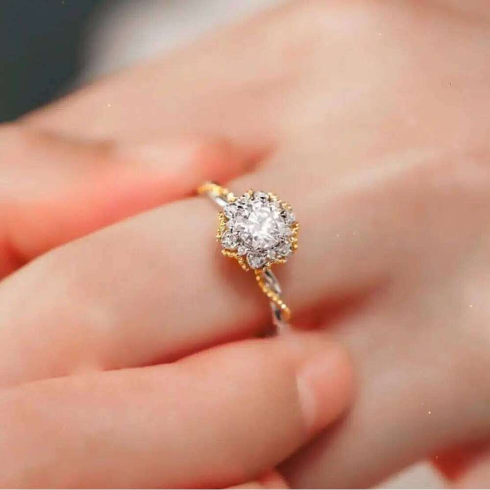 Sweetrain 1CT Certified Moissanite Engagement Ring Women Plated 18k Gold Double Color Wedding Lab Diamond Band Pure 925 Silver XJ260130