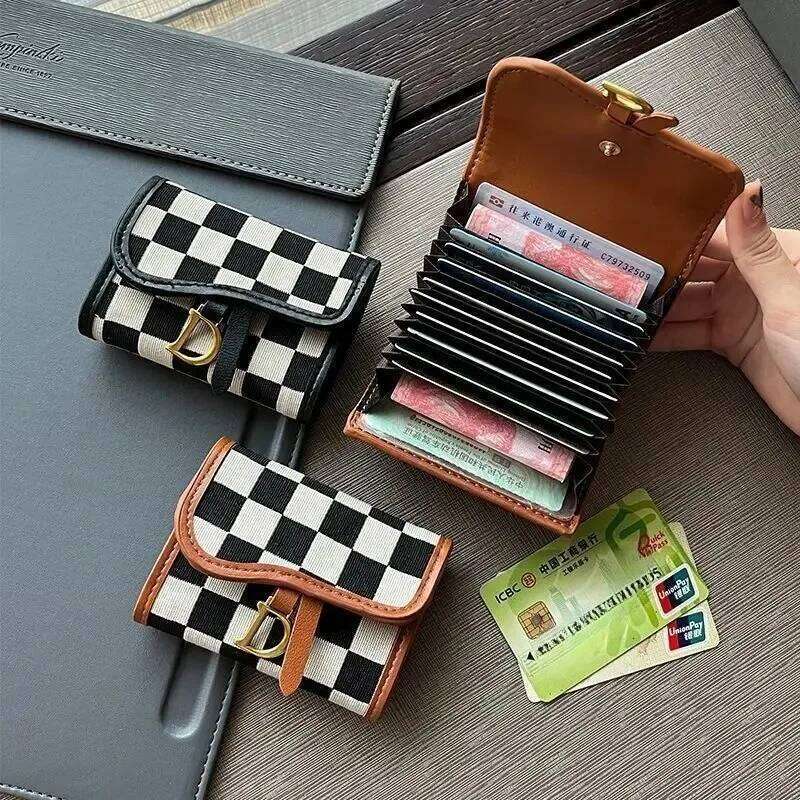 New Black and White Check Exquisite High-End Multi-Card Holder for Women - view 3