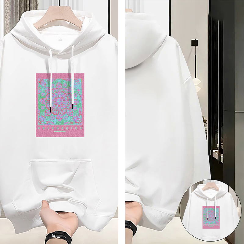 Men's Youth Fall-Spring Solid Color Hooded Sweatshirt - Loose-Fitting Fashion Pullover