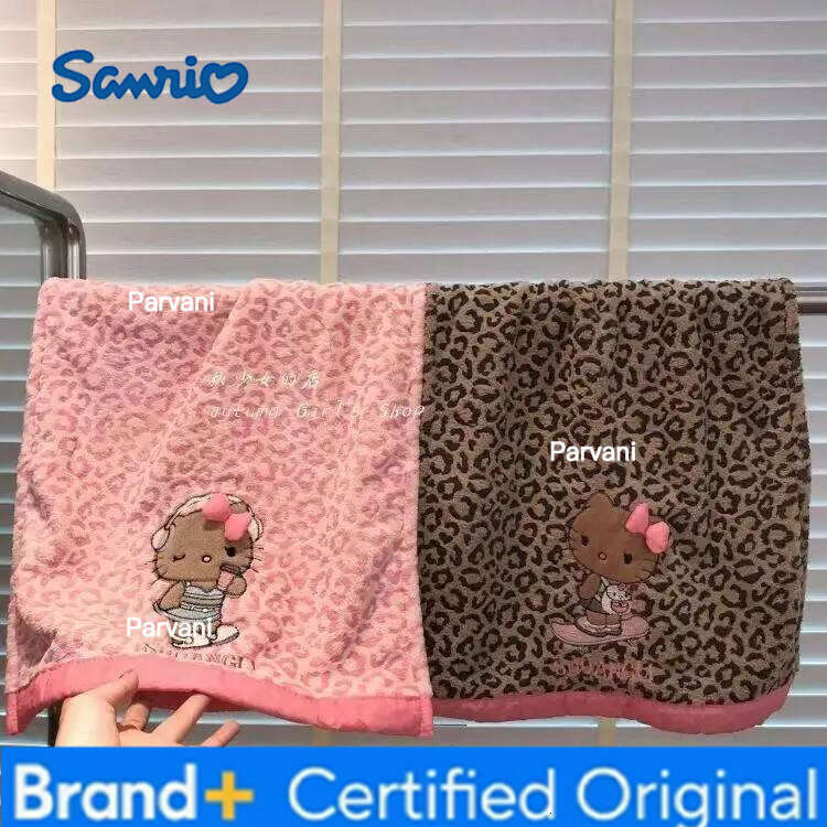 Sanrio Cartoon Hellokitty Thick Leopard Print Double-Layered Face Wash Coral Pattern Water Absorbing Drying Quickly Towel H260130