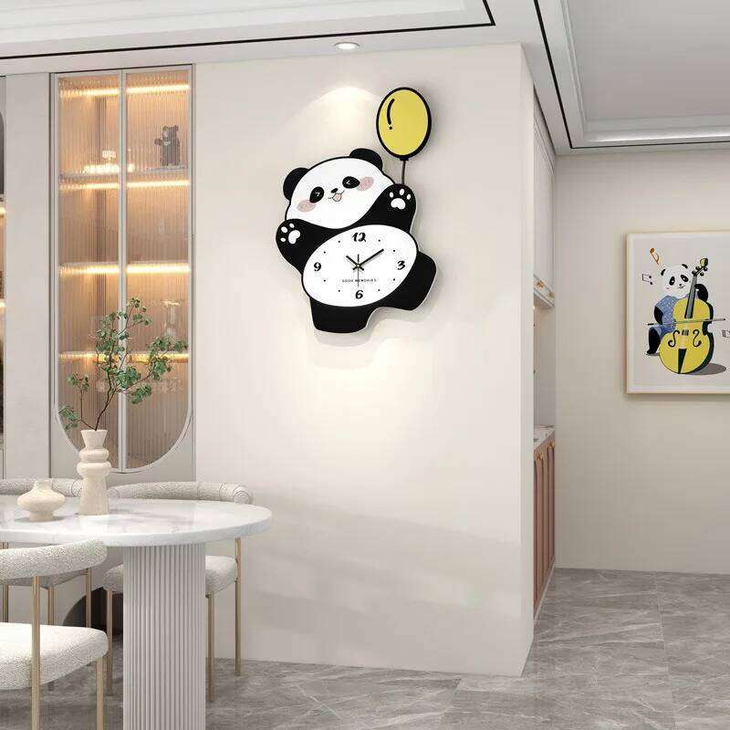 Creative Panda Living Room Home Decoration Clock Wall Hanging High-end Restaurant Simple Silent No Punching W260130