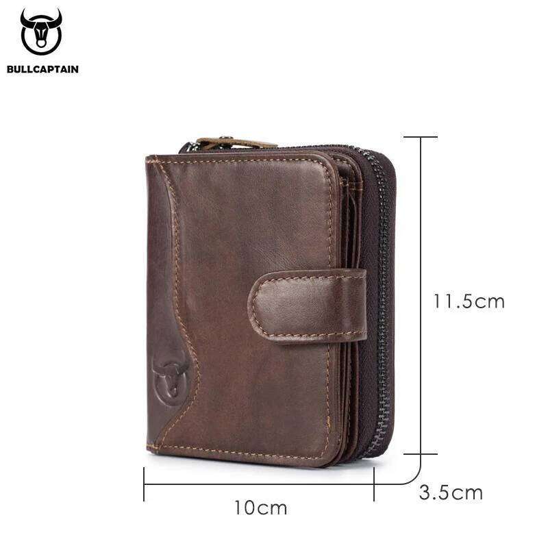 BULLCAPTAIN Man Bag Classic Style Genuine Leather Wallets Short Male Purse Card Holder Wallet Men Fashion Z260130