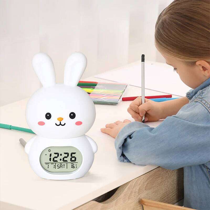 Patting Night Light Alarm Cute Rabbit Multiple MusicBedroom RGB Colorful Pet Clock Student Countdown W260130
