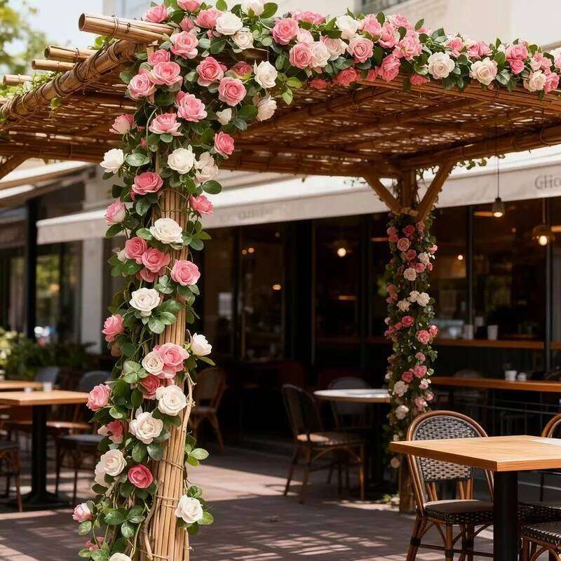 3pcs Rose Artificial Garland Wedding Centerpiece Outdoor Yard Garden Christmas Spring Fall Decor Silk Flower Vines Y260130