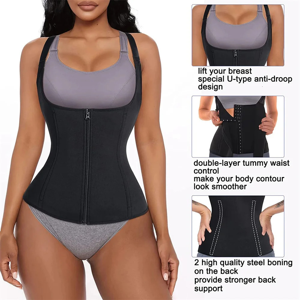 Waist Trainer Tank Top For Women Zipper Body Shaper Tummy Control Sleeveless Top Womens Activewear Body Shaping Underwear 260130