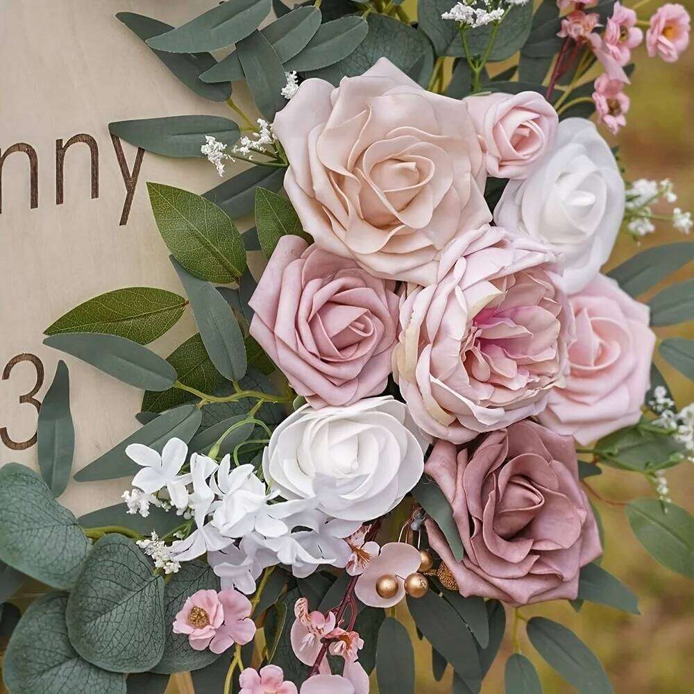 2pcs Wedding Flowers, Artificial Rose Wreaths,Suitable for Outdoor Decoration,Home Decoration,Wedding Arch Decoration W260130