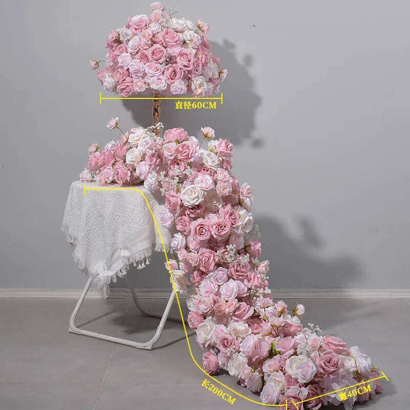 Artificial Flowers Wedding Backdrop Decoration Table Centerpiece Ball Long Runner Flower Row For Sofa Decor Photo Prop W260130