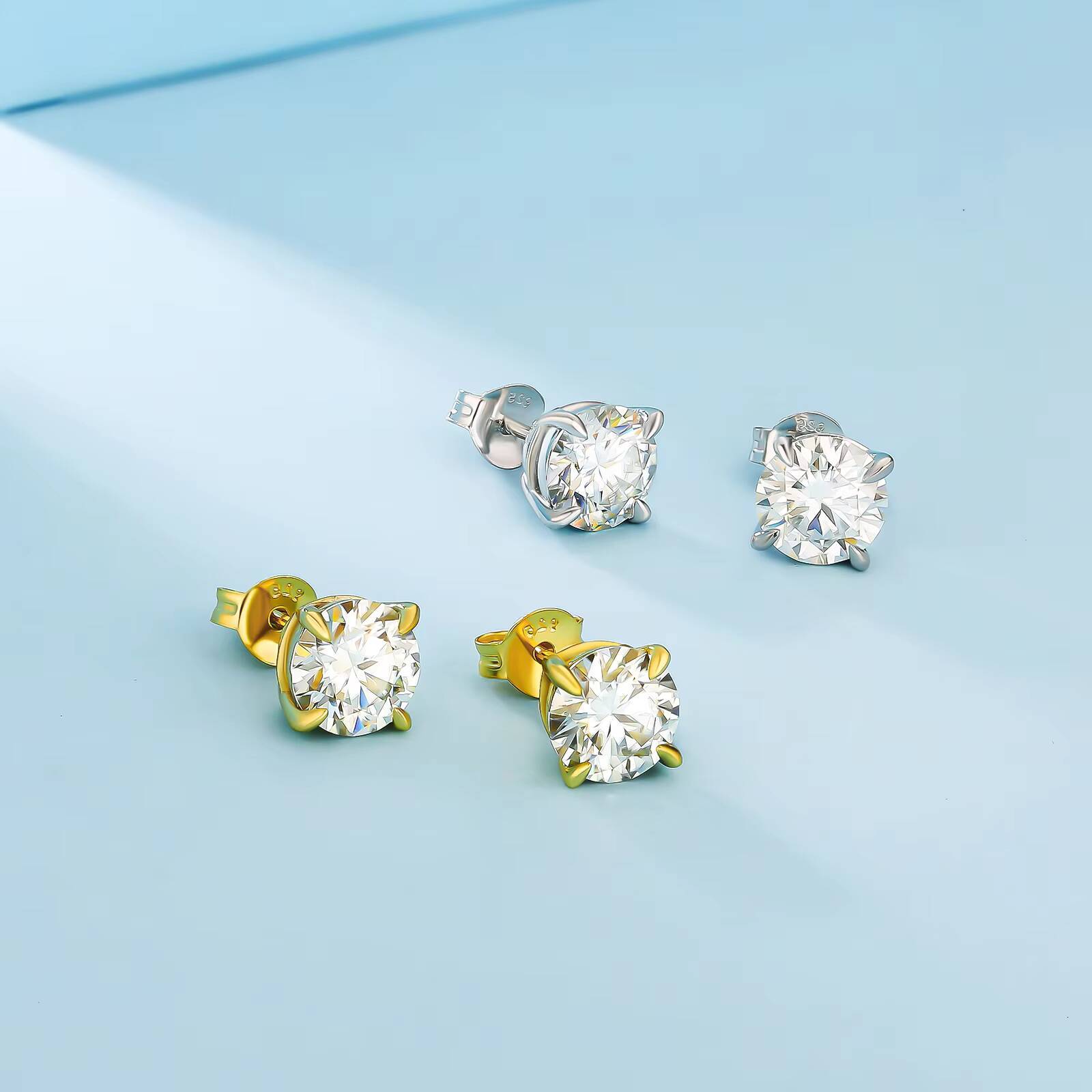 Pass GRA VVS1 05ct 06ct 08ct 10ct 925 Sterling Silver Diamond Men Earring Moissanite Wedding Stud Earrings for Women