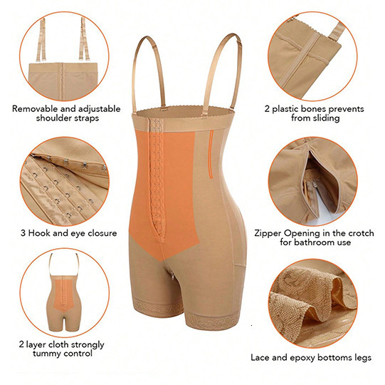 Female Postoperative Faja Columbianas U-shaped Chest Support 3 Chest Shaper Abdominal Control Sculpture Full Slimming Shaper 240703