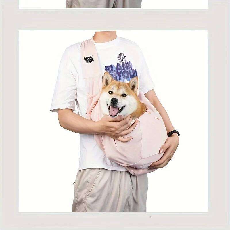 Foldable Dog Sling Carrier, Hands-Free. Large Capacity,Adjustable Strap.Comfort & Convenience for Travel.Orange/Gray/Brown/Blue. 26H0130