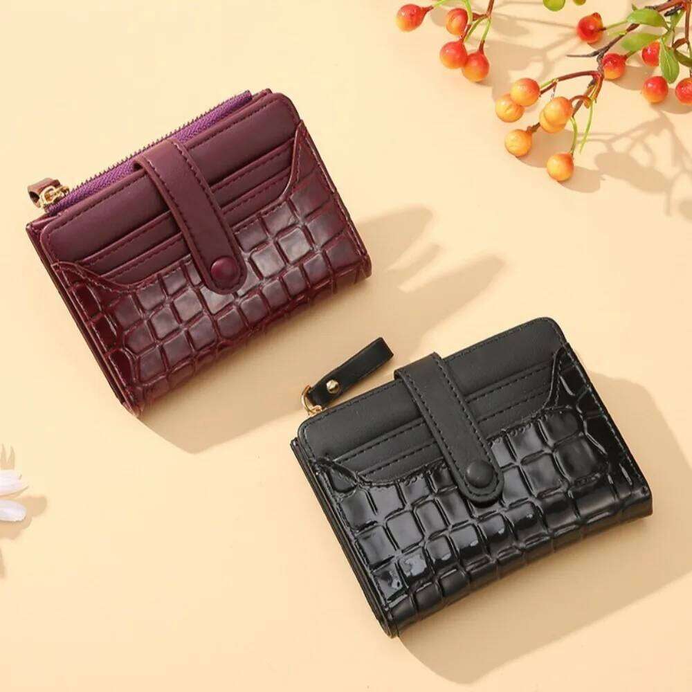 Multi-card Slots Short Wallet Fashion Leather Solid Color Clutch Crocodile Print Waterproof Card Bag Women Z260130