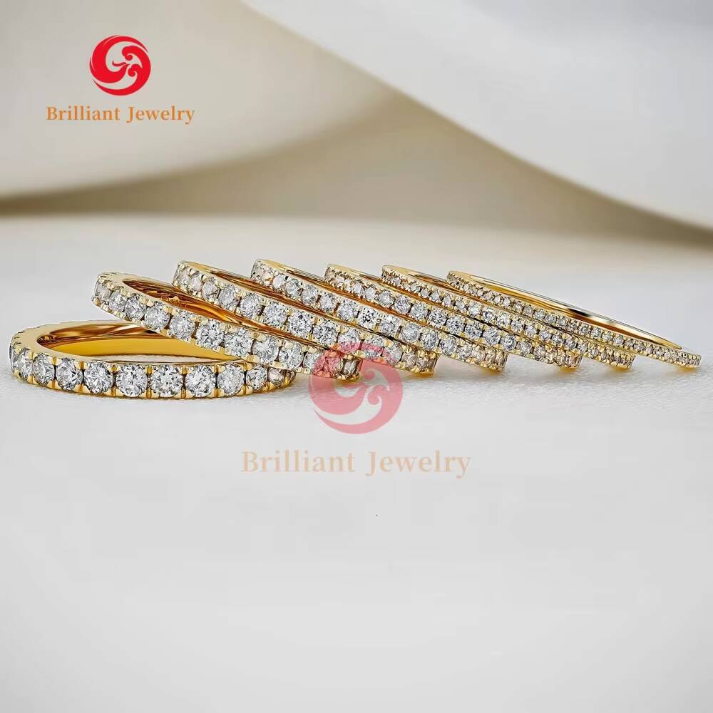 2MM DEF VVS VS Round Diamond Jewelry Wedding Band 18K Solid Gold HPHT CVD 1mm - 30mm Lab Grown Diamond Ring