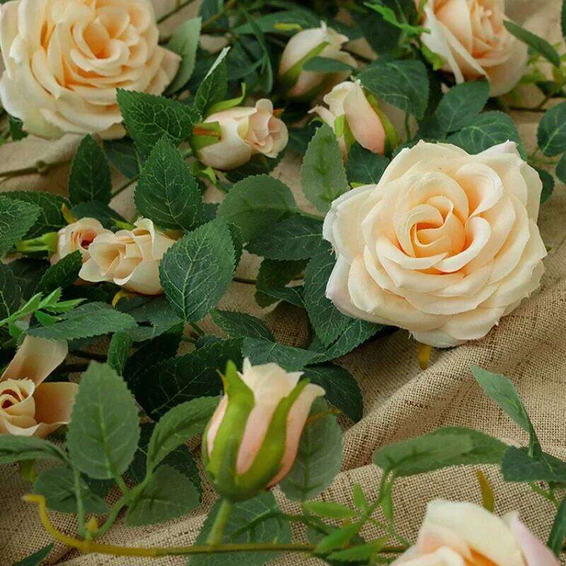 90/180cm Evergreen Artificial Flower Indoor Balcony Garden Wedding Rose Vine and Iandscape Decoration W260130