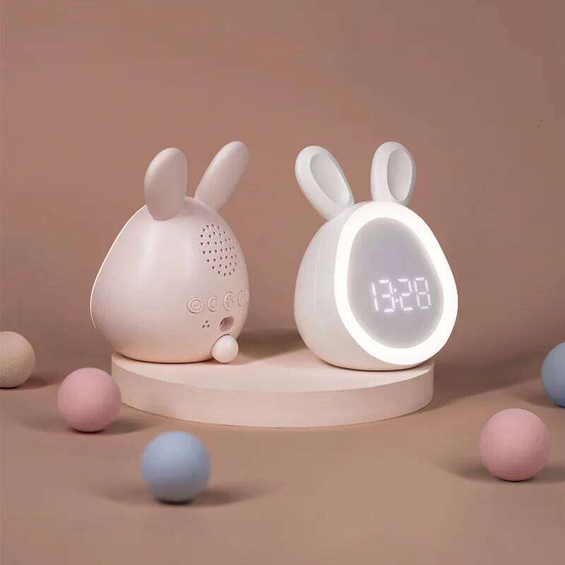 Mini cartoon rabbit LED alarm clock night for students dormitory digital display children wake up light USB charging W260130