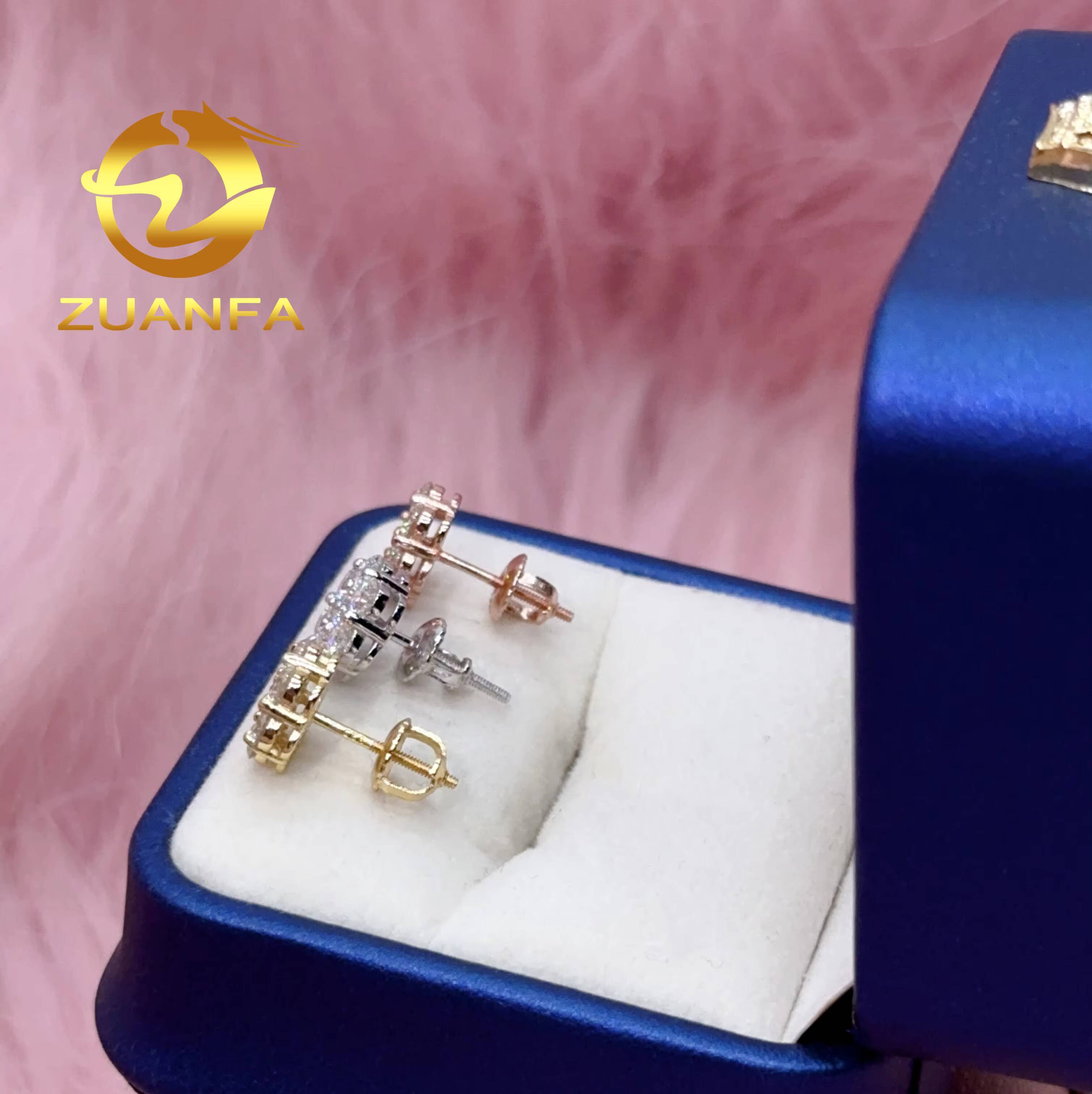 Gra Certificate Flower Cluster Moissanite Earrings 925 Sterling Silver Moissanite Stud Earrings for Men and Women