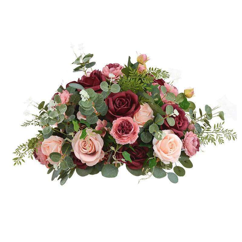 Retro Style Artificial Flowers For Wedding Decoration Long Runner Row Road Leading Flower Ball Floral Table Centerpiece W260130