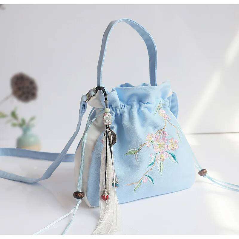 Women S Hanfu Shoulder With Han Elements Embroidered Chinese Style Handheld Mobile Phone Crossover Small Bag KABAHEBINGJUE