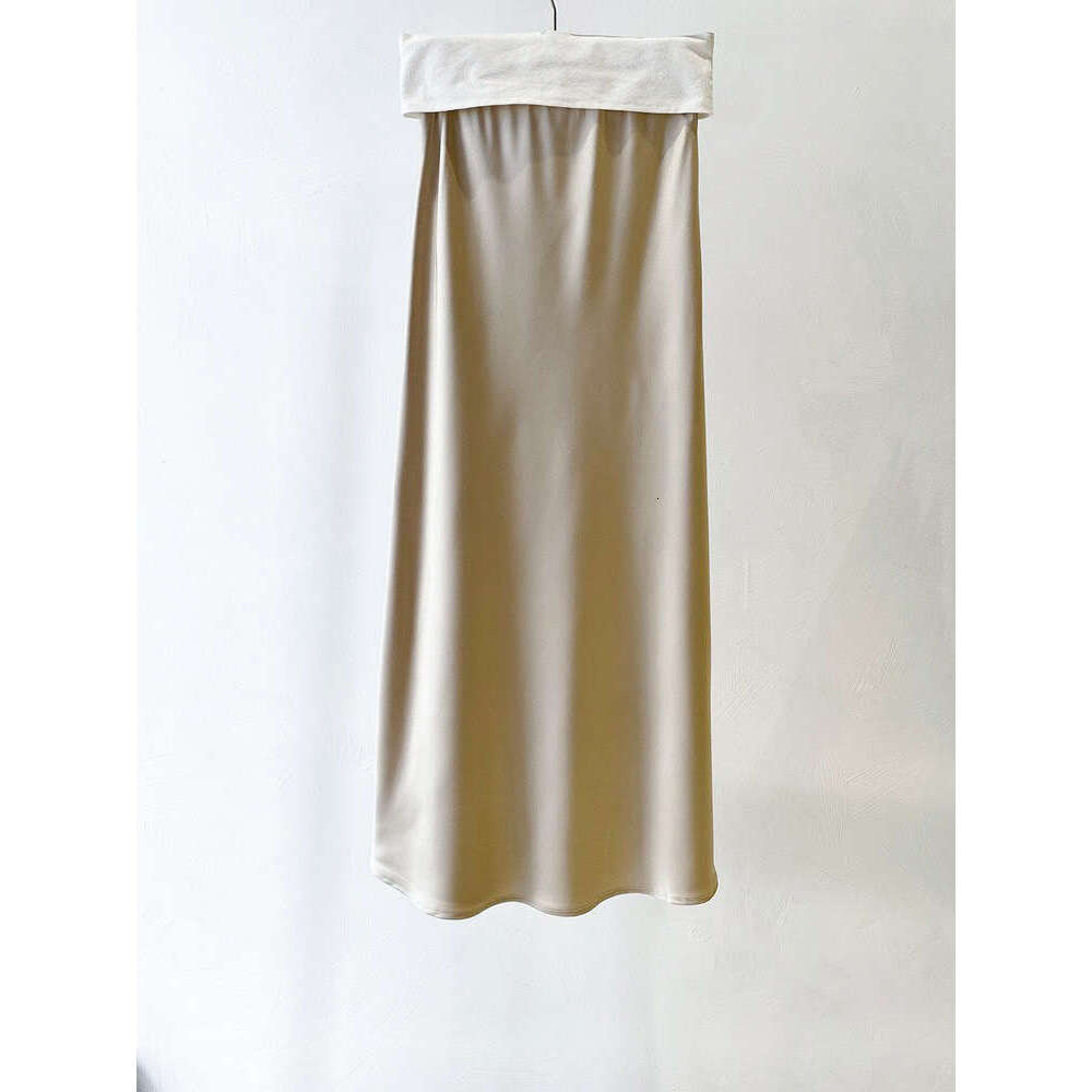 Zhihetang High Waist Satin Acetate Spring Bodycon Mermaid A-Line Long Skirt Ice Cream LEEGO LENS