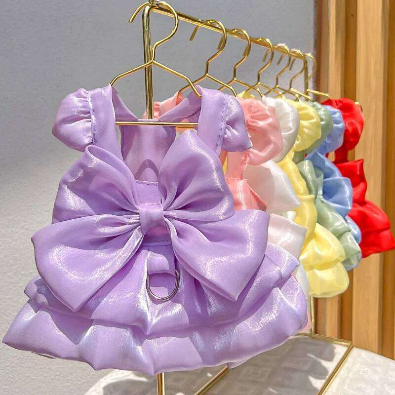 Luxury Girls Weeding Dress 7 Colors Bowtie Princess Dog Pomeranian Puppy Summer Pet Clothes H260129