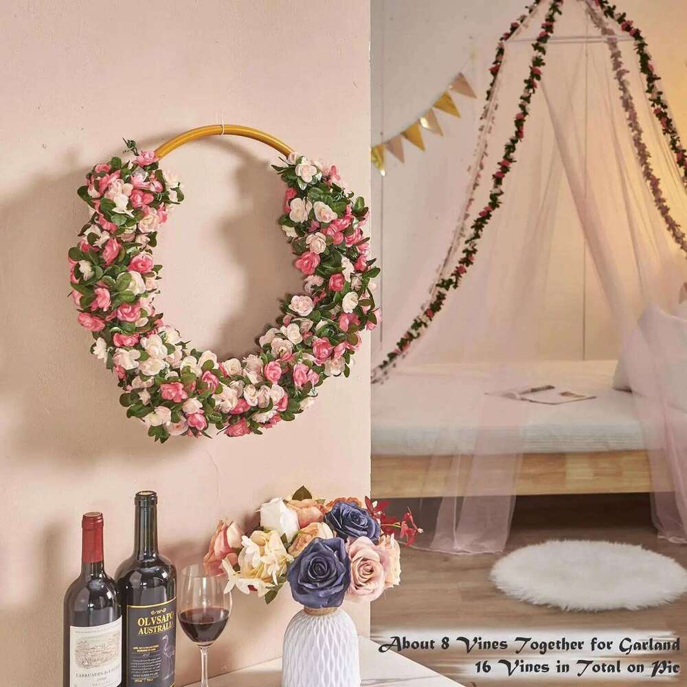 1pc 2m Rose Artificial Flower Hanging Garland for Wedding Home Decoration Spring Autumn Garden Arch Decor DIY Fake Flowers Vine W260130