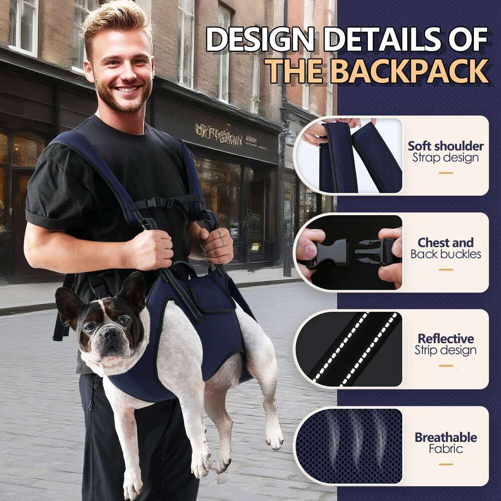 Lift Harness for Large Dogs-Full Body Dog Sling Carrier with Adjustable Straps & Control Handle, Breathable Support Backpack 26H0130