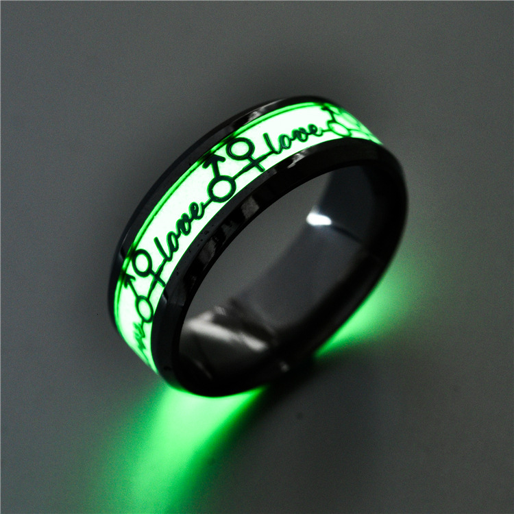 New Style Luminous LOVE Eternal Love Titanium Steel Ring Personalized Fluorescent Hand Jewelry Source Manufacturer