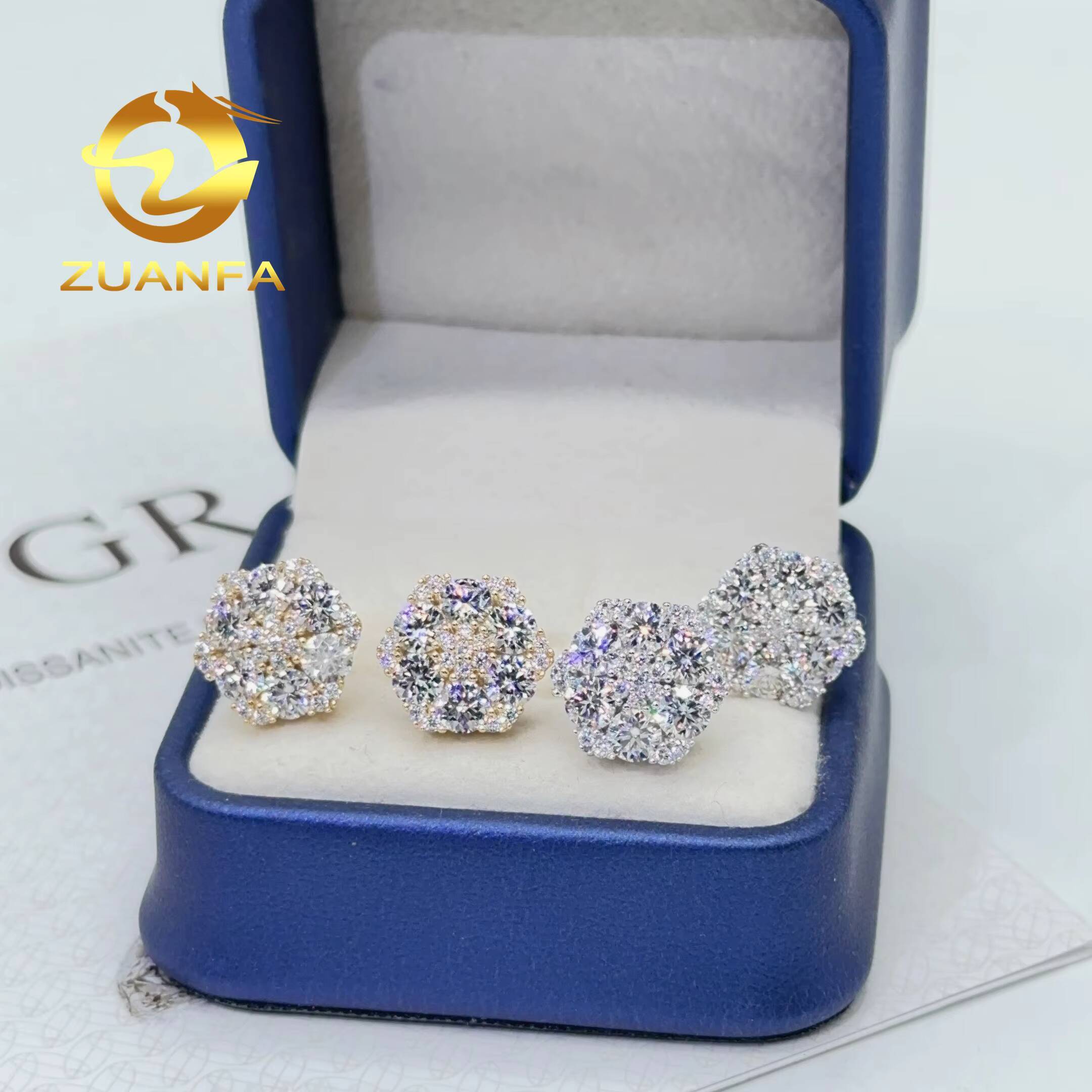 Shining Earrings for Women Pass Diamond test Snow Flake Design Moissanite Earrings Iced Out Moissanite Earrings