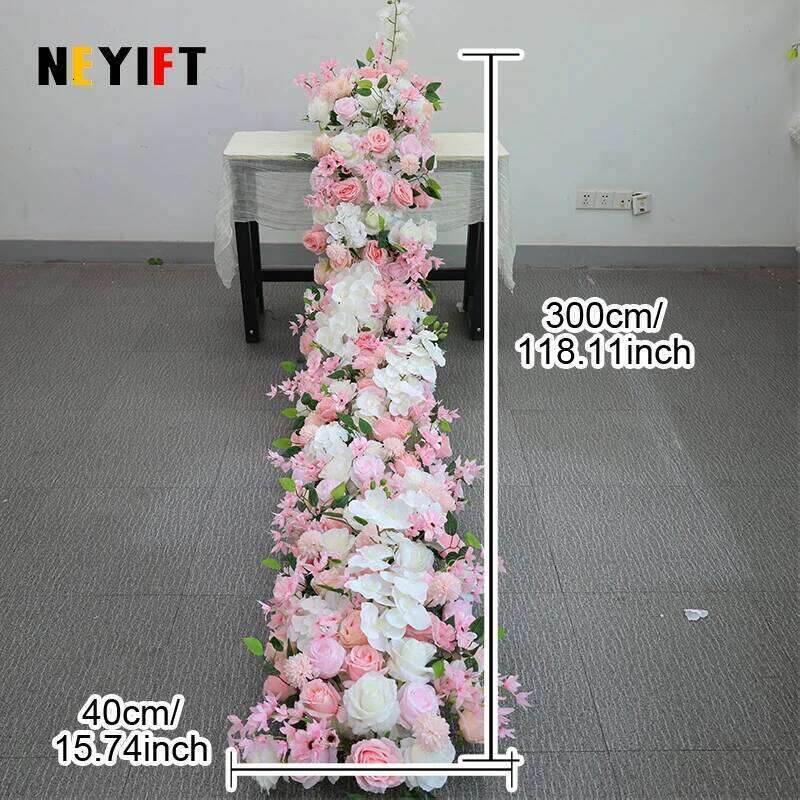 Artificial Rose Flower Row Decor Wedding Backdrop Arch Frame Banquet Table Runner Floral Arrangement Stage Window Display Props Y260130