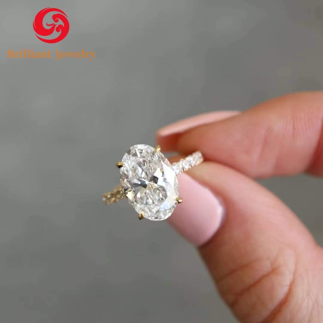 GIA IGI Certified 10K 14K 18K Gold Wedding Rings 1ct Vvs Oval Cut CVD Lab Grown Created Diamond Solitaire Engagement Ring
