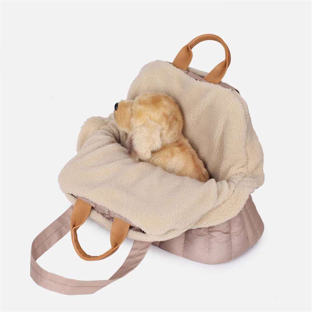 Luxury Dog with Thicken Removable Fleece Lining Winter Warm Quilted Head-Out Carrier Bag for Cats Small Dogs Tote Purse 26H0130