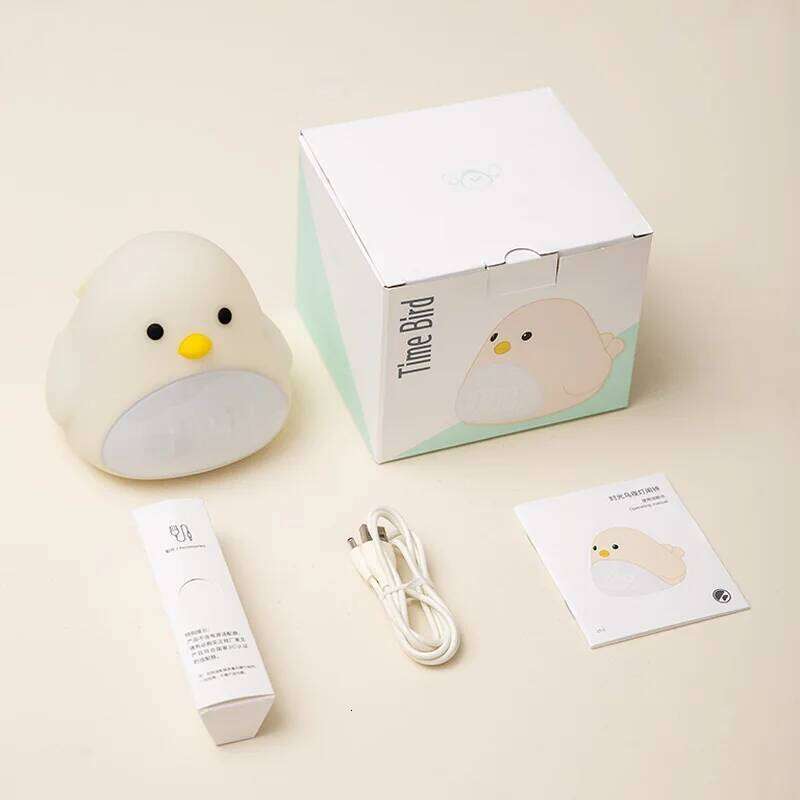 F2 Time Bird Light Alarm Clock Cartoon Cute Silicone Touch USB Bedside LED Night Lamp For Children Baby Kids Gift W260130