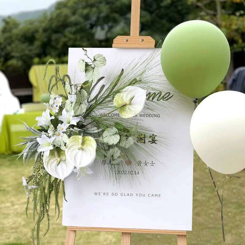 White Green Wedding Arch Backdrop Decor Artificial Flower Row Arrangement Hanging Corner Flowers Party Floor flower decoration Y260130