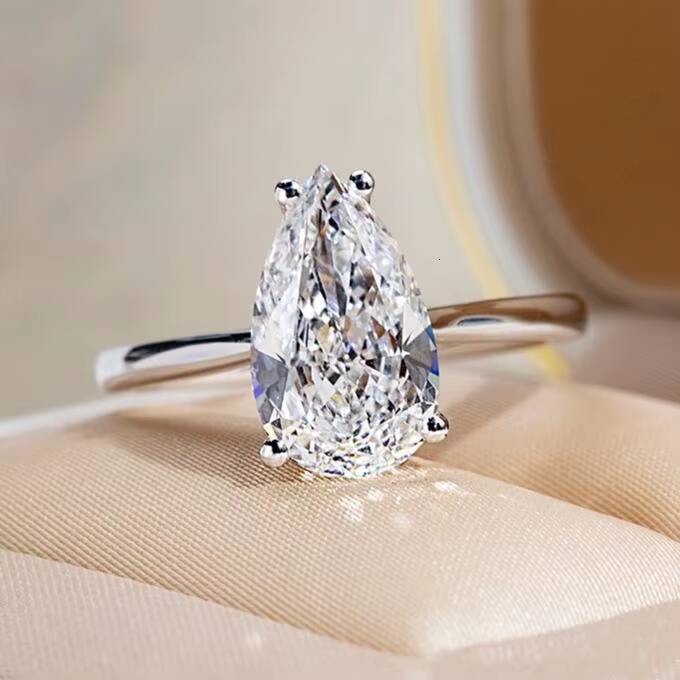 MSR-1655 Customized Ring Jewelry 302CT E VS1 14k Solid Gold Pear Cut Lab Grown Diamond Ring