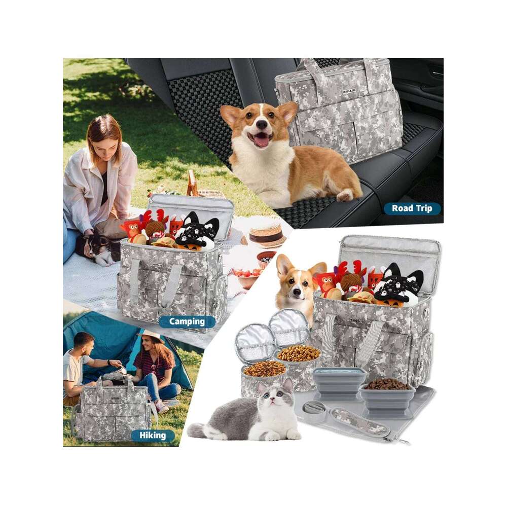 Large 6 PCS Airline Approved Dog Bag Set Weekend Pet Travel Organizer with Multi-Function Pockets for Supplies 26H0130
