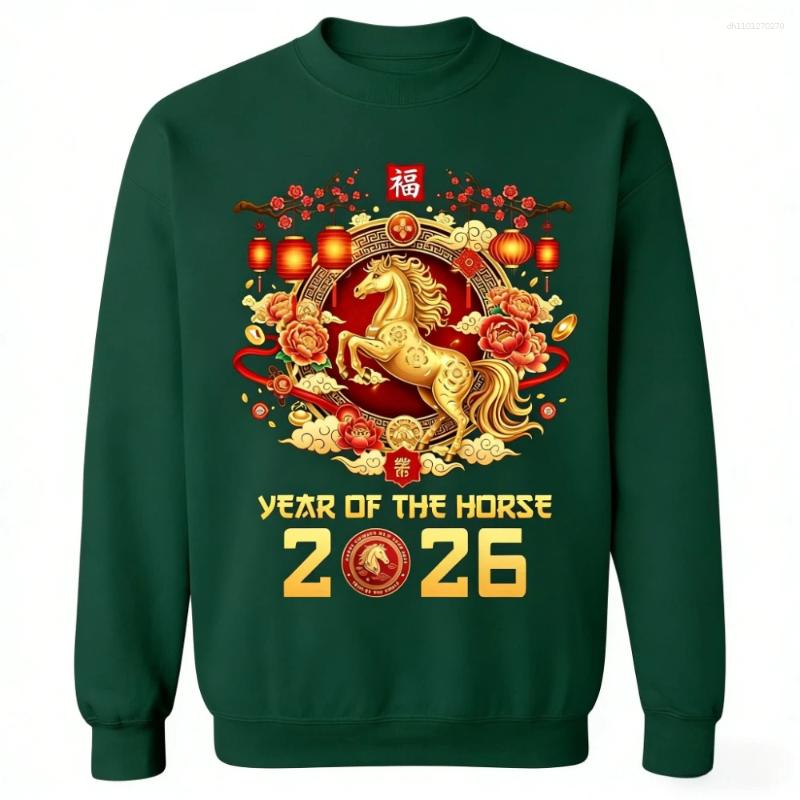 Men's Hoodies Chinese Year Unisex Pullover Of The Horse Sweatshirt Latest Trendy Style Fashion Streetwear Men Women Clothing