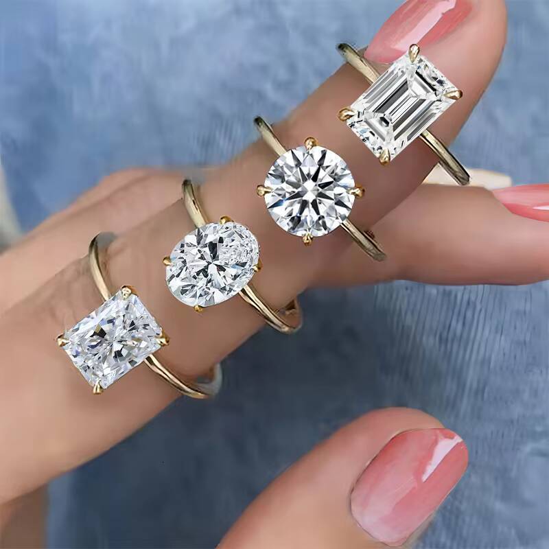 Messi Jewelry 18K White Gold Claw Setting Women 153CT Round Cut Lab Grown Diamond Ring