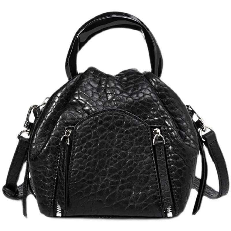 Bubble Leather Premium Texture Handbag New Niche Design Foreign Gas Bucket Messenger Women's Bag Simple Casual Personality